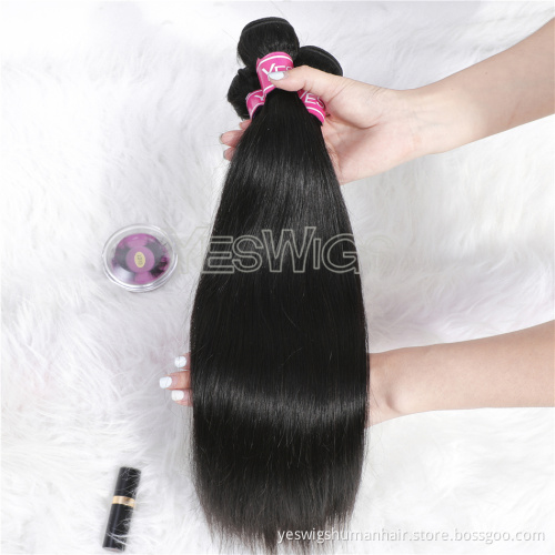 100% Real Human Hair Double Weft Extension Bundles Vendor Wholesale Unprocessed Mink Brazilian Straight Human Hair Weave Bundles